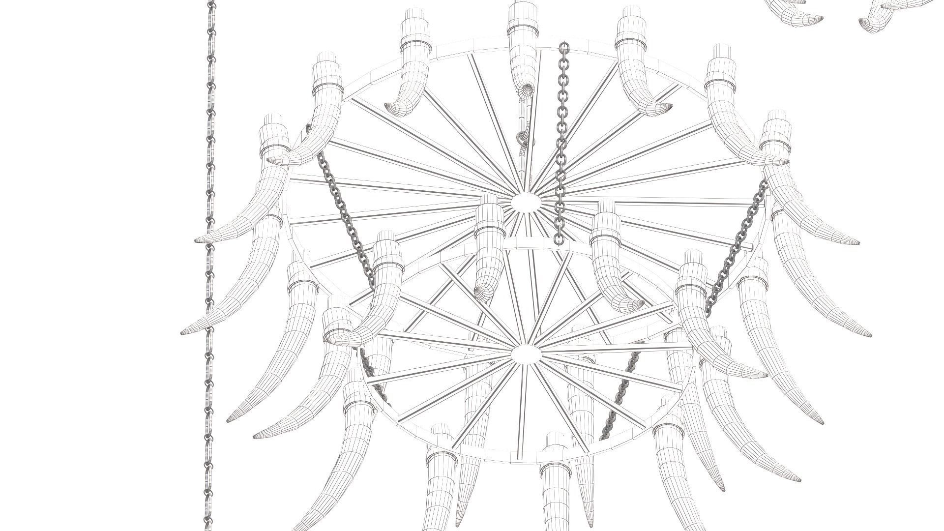 3D - Old Medieval Chandelier PBR 01 Low-poly 3D model_31