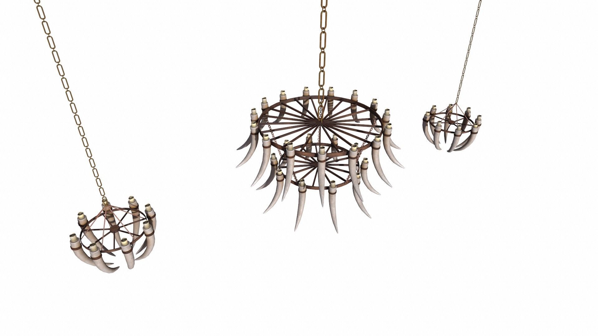 3D - Old Medieval Chandelier PBR 01 Low-poly 3D model_19
