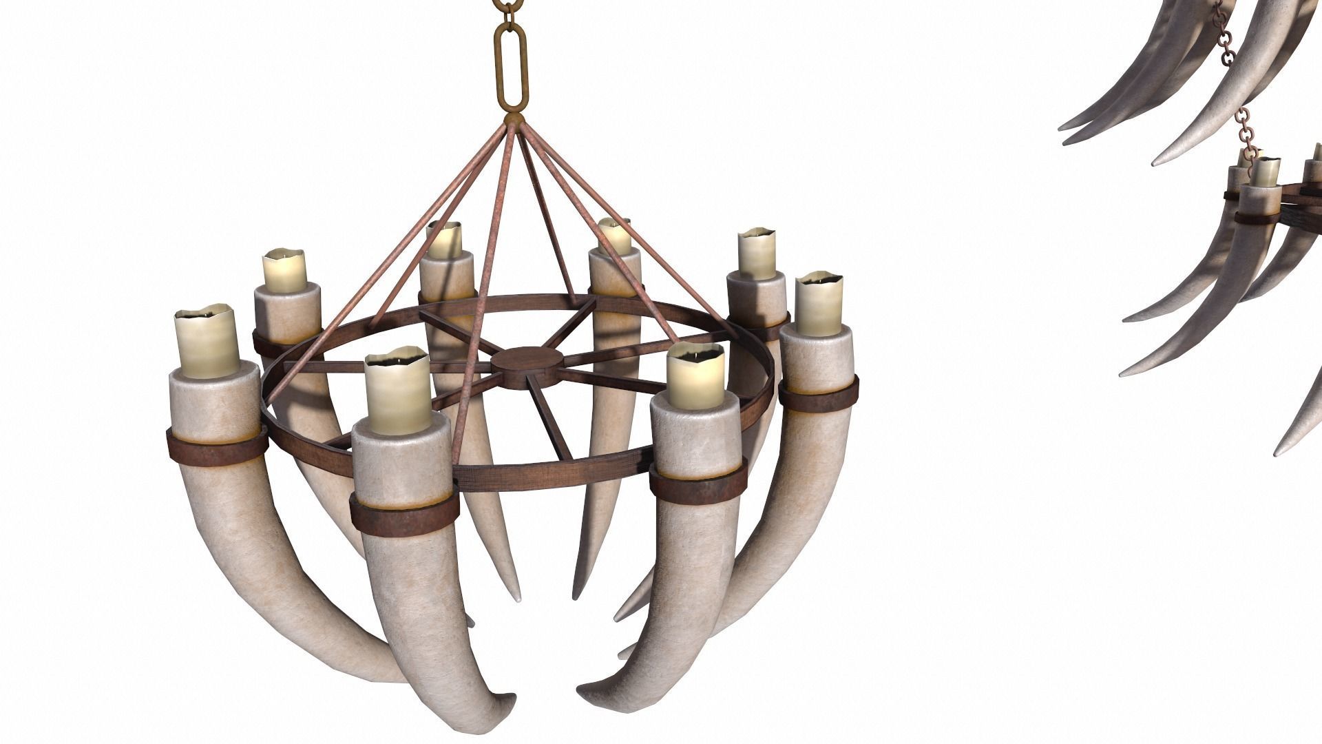 3D - Old Medieval Chandelier PBR 01 Low-poly 3D model_2