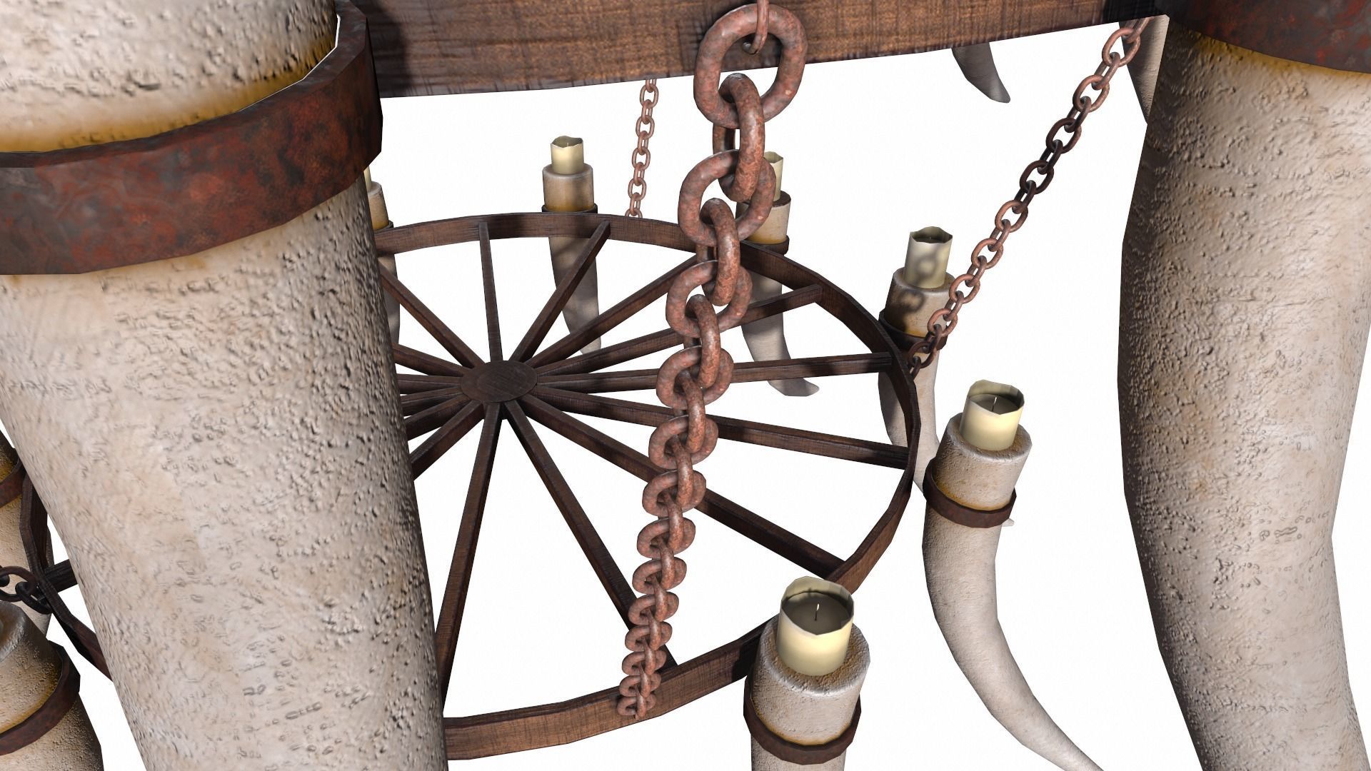 3D - Old Medieval Chandelier PBR 01 Low-poly 3D model_7