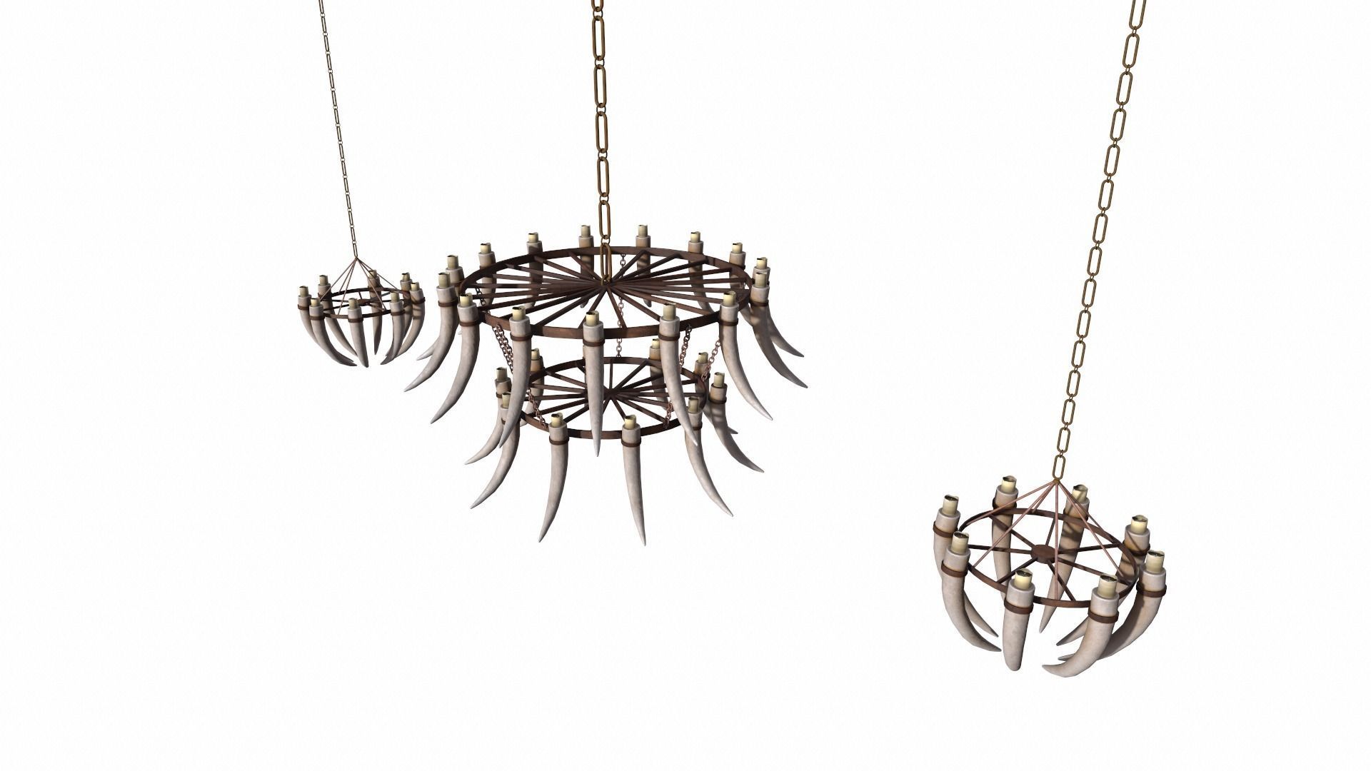 3D - Old Medieval Chandelier PBR 01 Low-poly 3D model_12