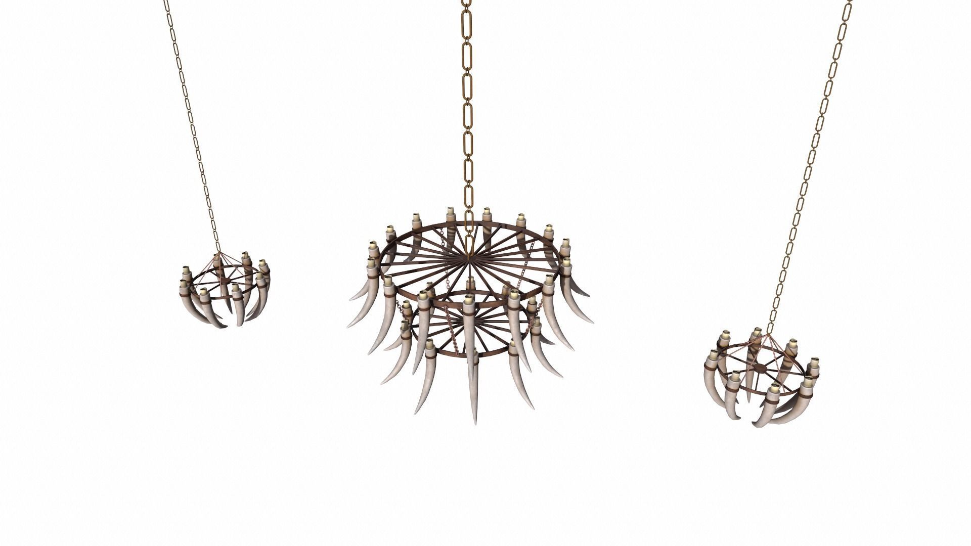 3D - Old Medieval Chandelier PBR 01 Low-poly 3D model_1