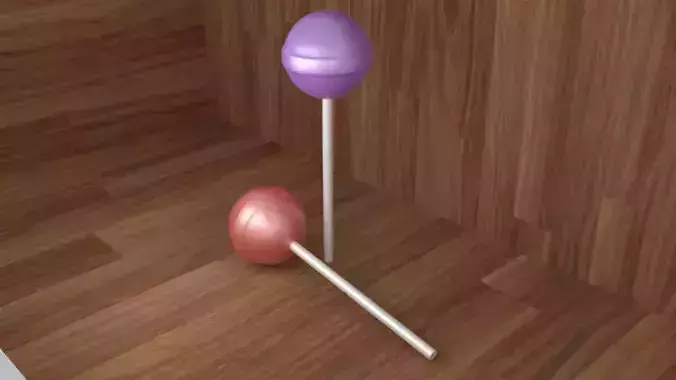 2 coloured lollipop 3D model