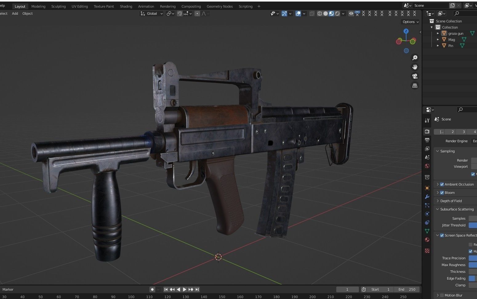 Groja Gun 3D model OTs-14 Groza VR / AR / low-poly | CGTrader