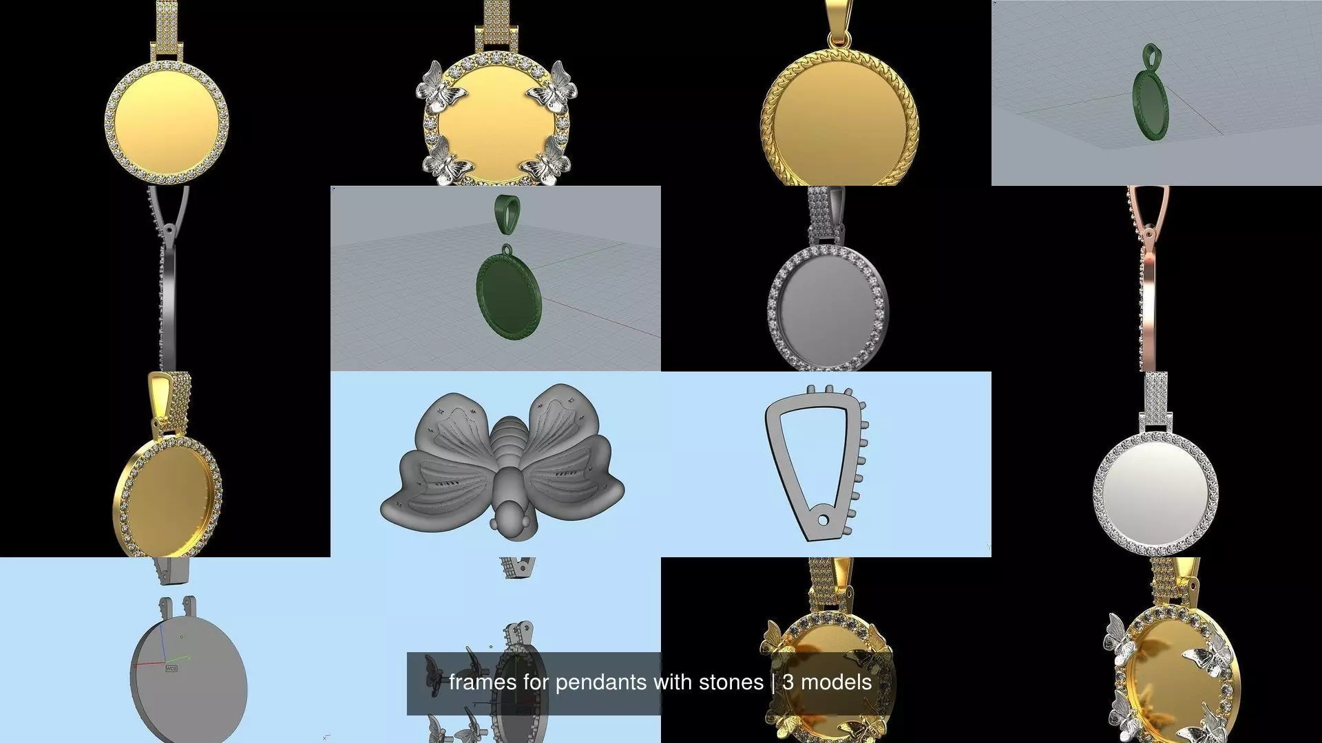 frames for pendants with stones 3D Model Collection_0