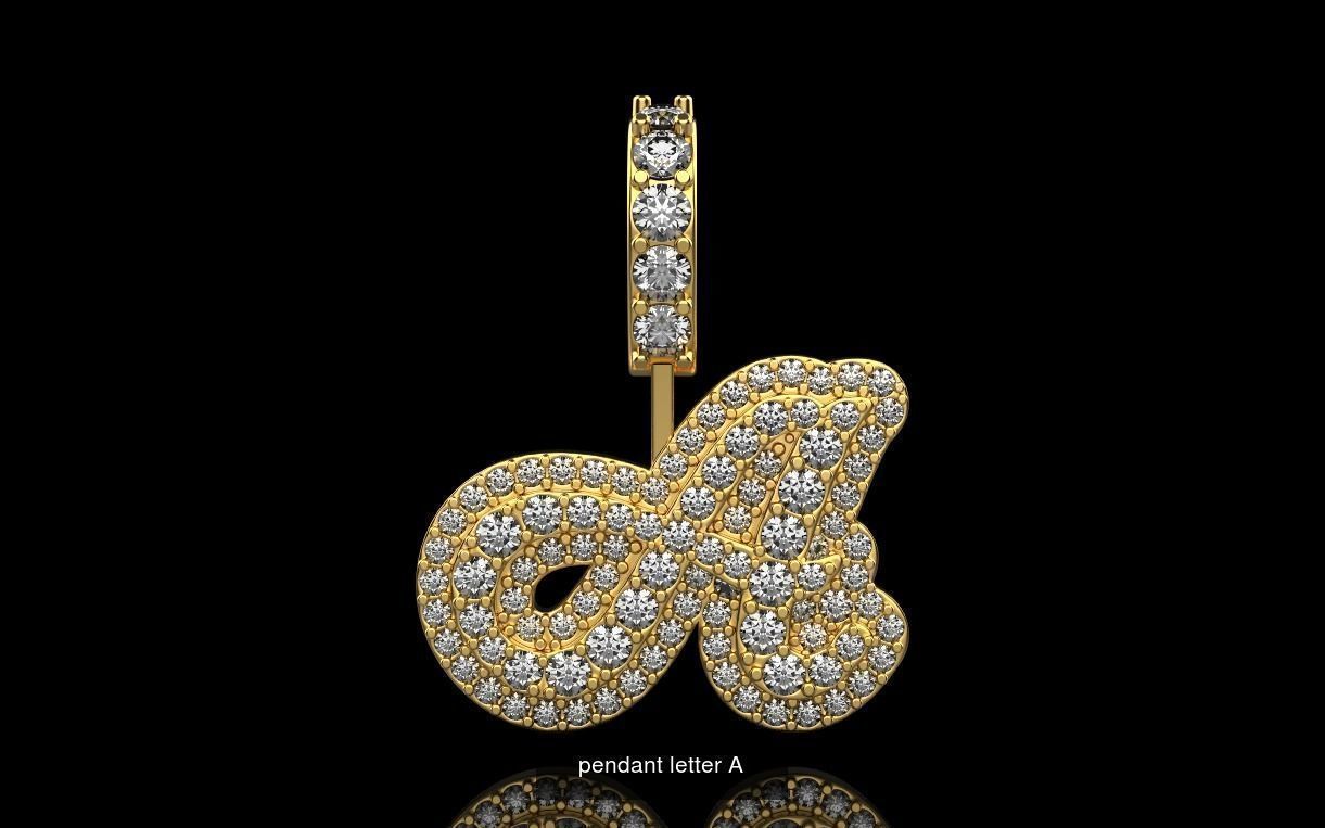 pendants of gold jewelry in different styles 3D Model Collection_17