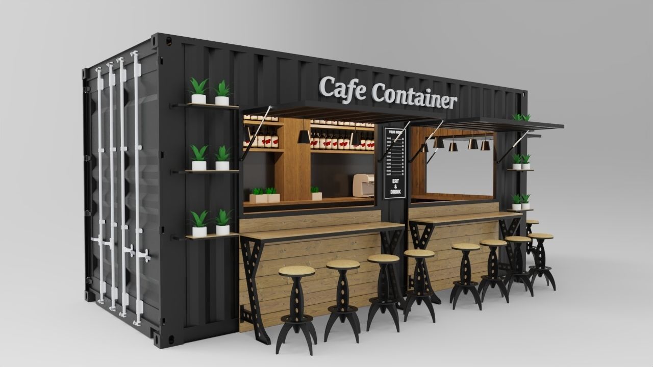 Industrial Container Cafe 3D model_1