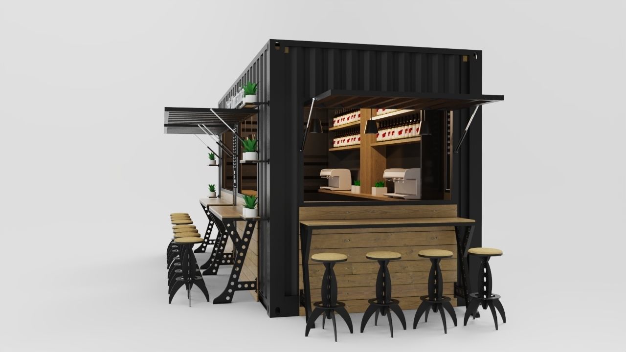 Industrial Container Cafe 3D model_4