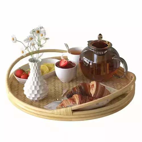 SOMMARDROM-breakfast tea tray with checkered pattern