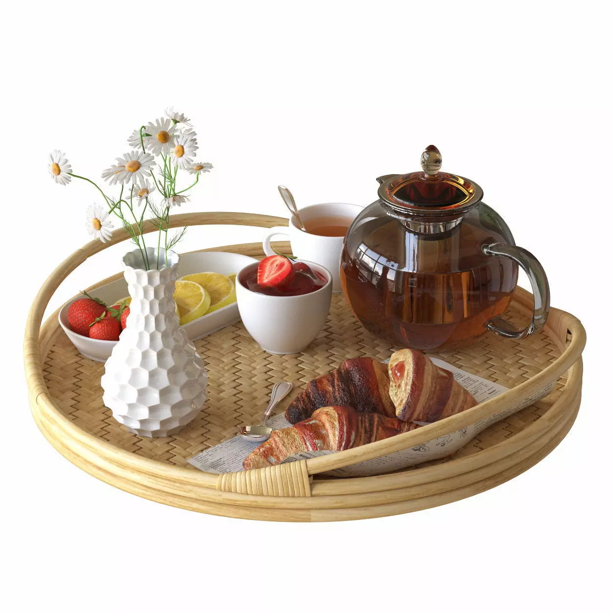 SOMMARDROM-breakfast tea tray with checkered pattern 3D model_0