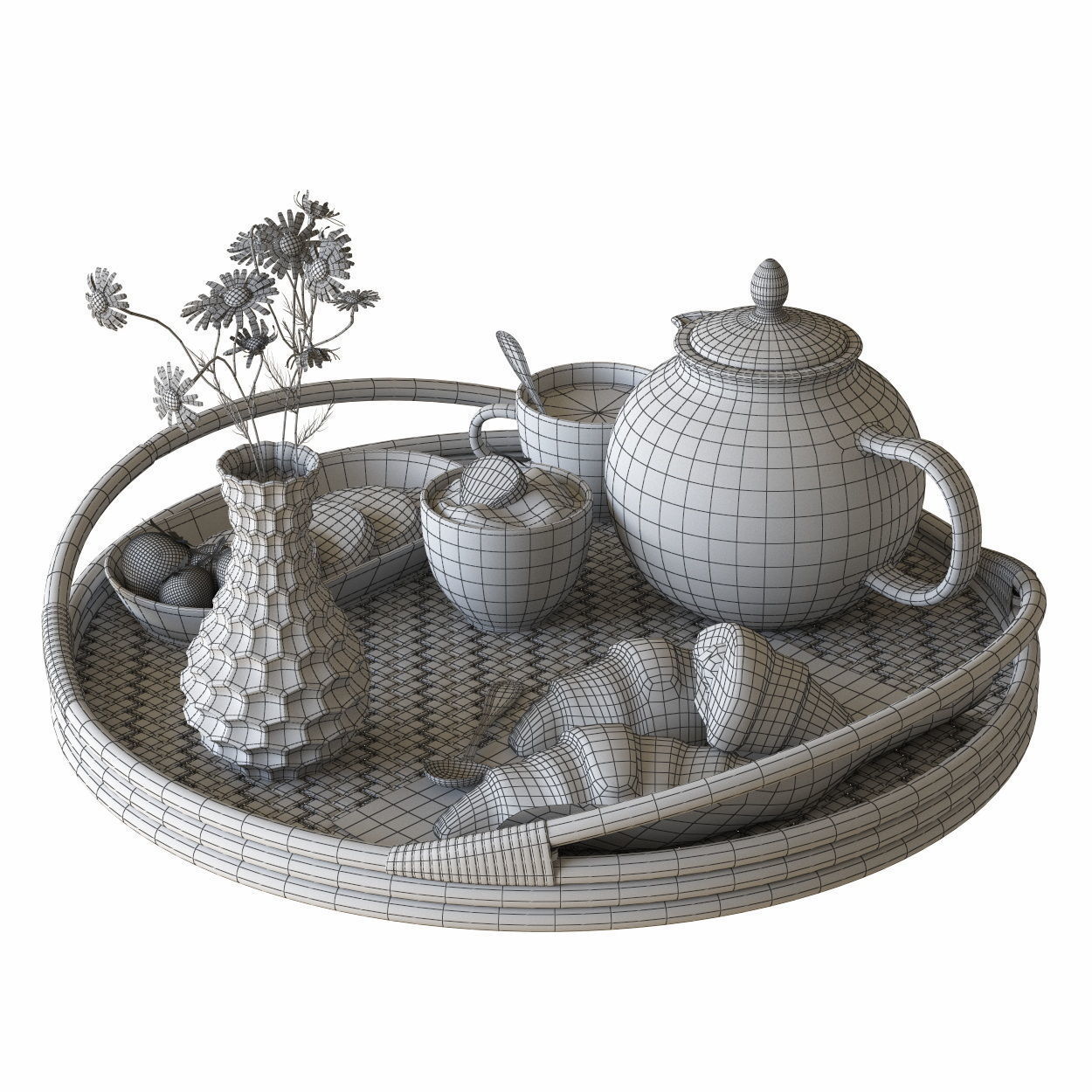 SOMMARDROM-breakfast tea tray with checkered pattern 3D model_1