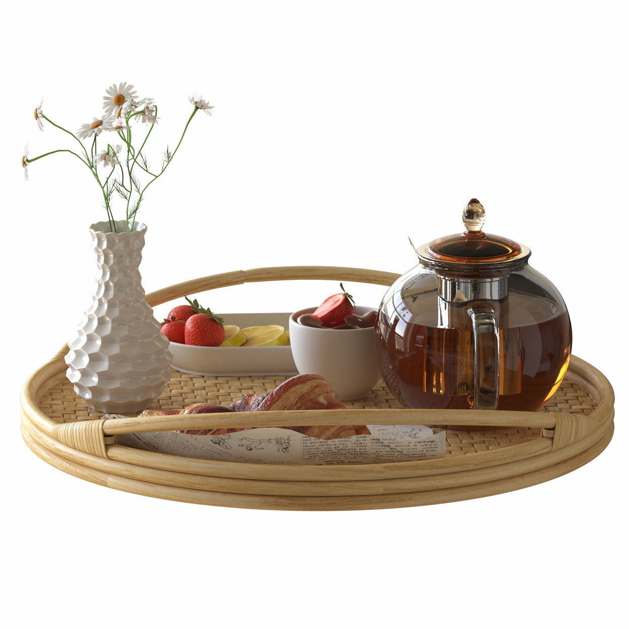 SOMMARDROM-breakfast tea tray with checkered pattern 3D model_4
