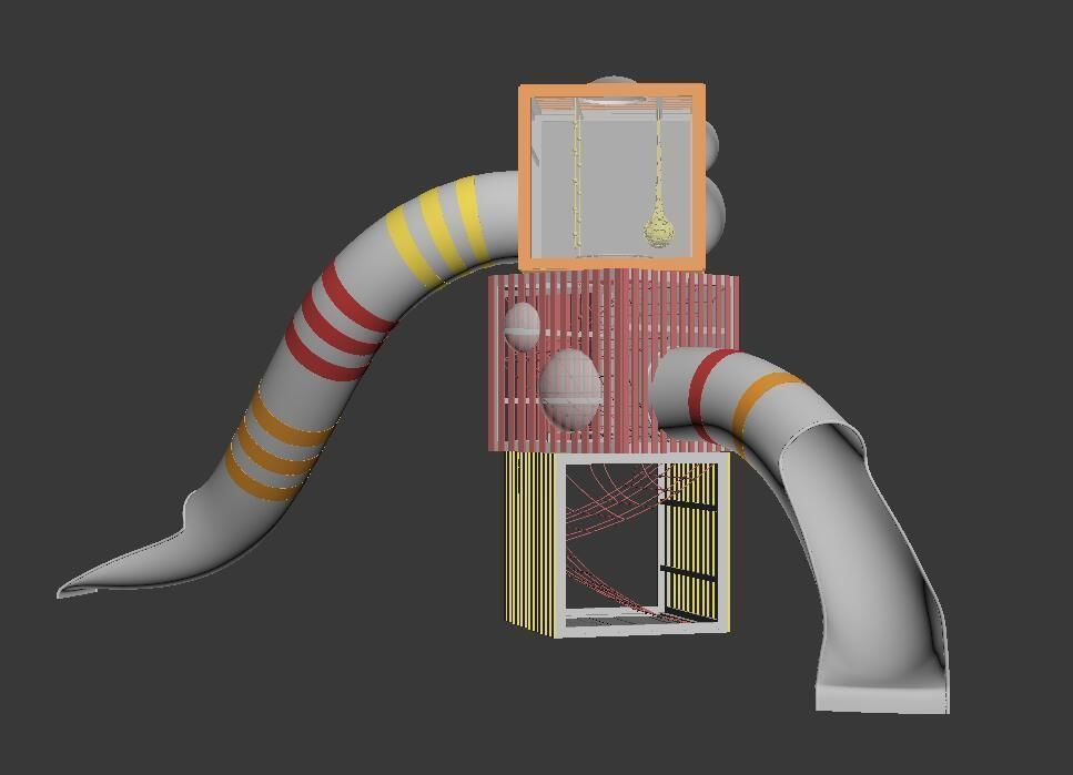 Children Outdoor slide and climb cube tower play equipment 3D model_3