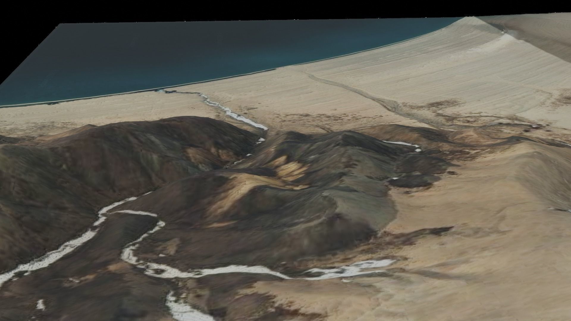 mountain terrain with water body 3D model_1