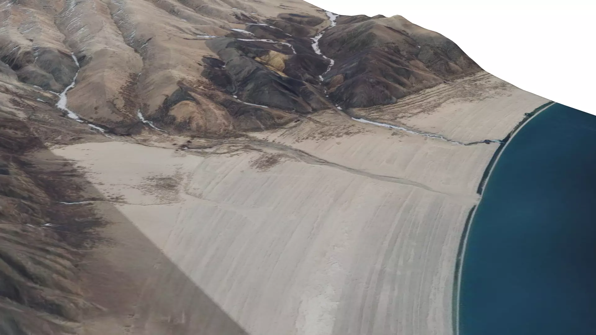 mountain terrain with water body 3D model_0