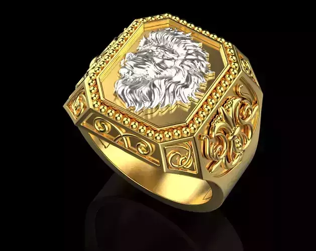 male lion head ring 3D print model
