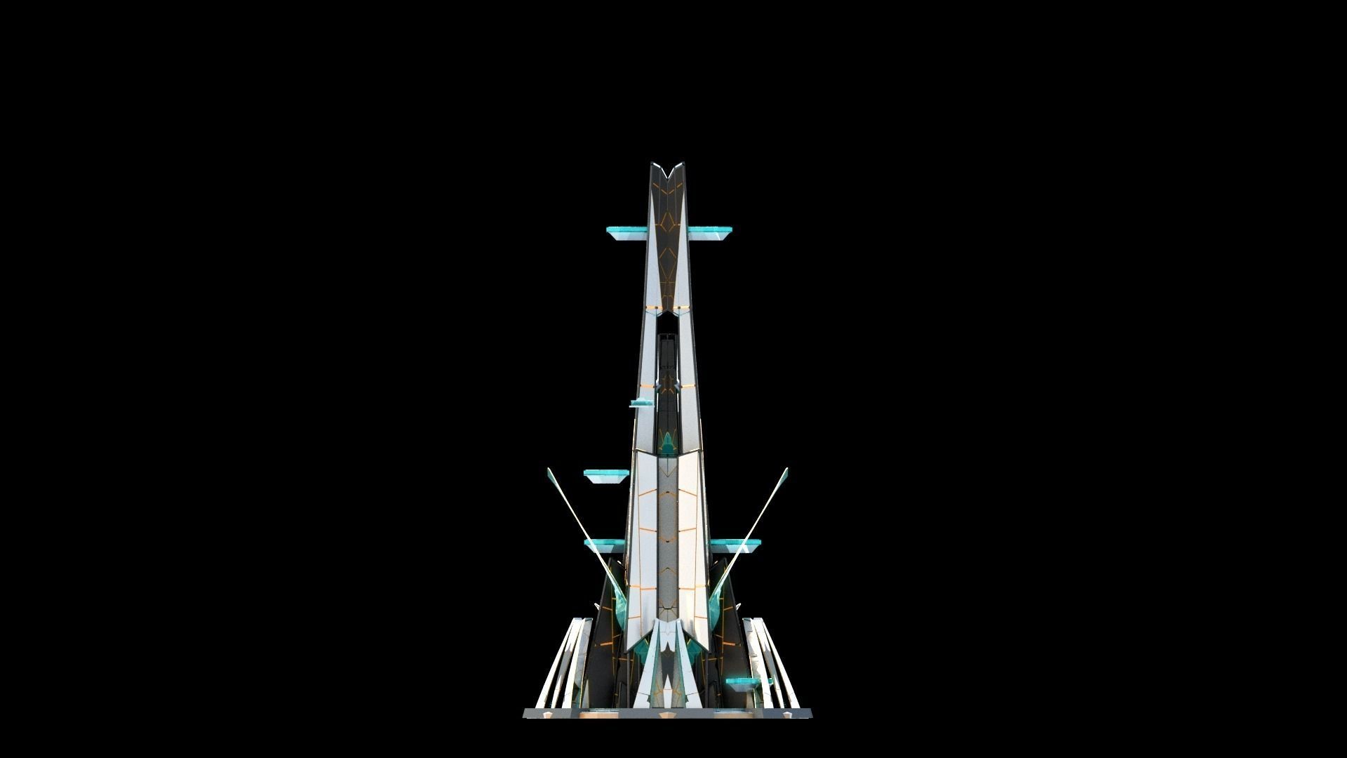 Sci-Fi Futuristic Future City Skyscraper Building 48 3D model_2