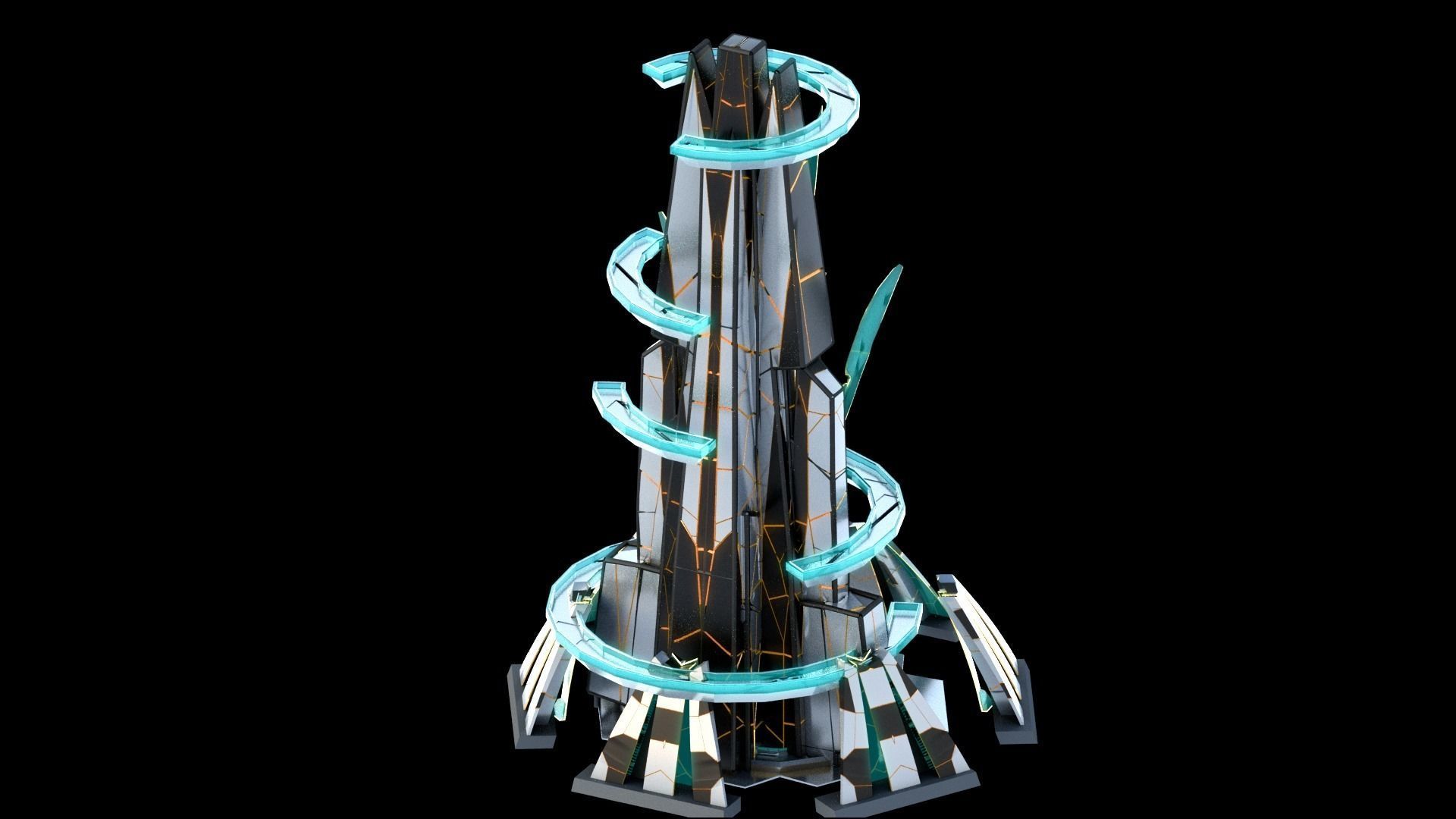 Sci-Fi Futuristic Future City Skyscraper Building 45 3D model_3