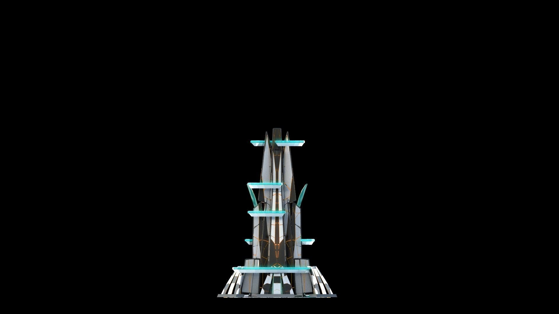 Sci-Fi Futuristic Future City Skyscraper Building 45 3D model_2