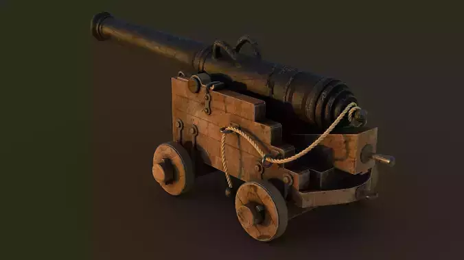 Ship Cannon model Low-poly 3D model