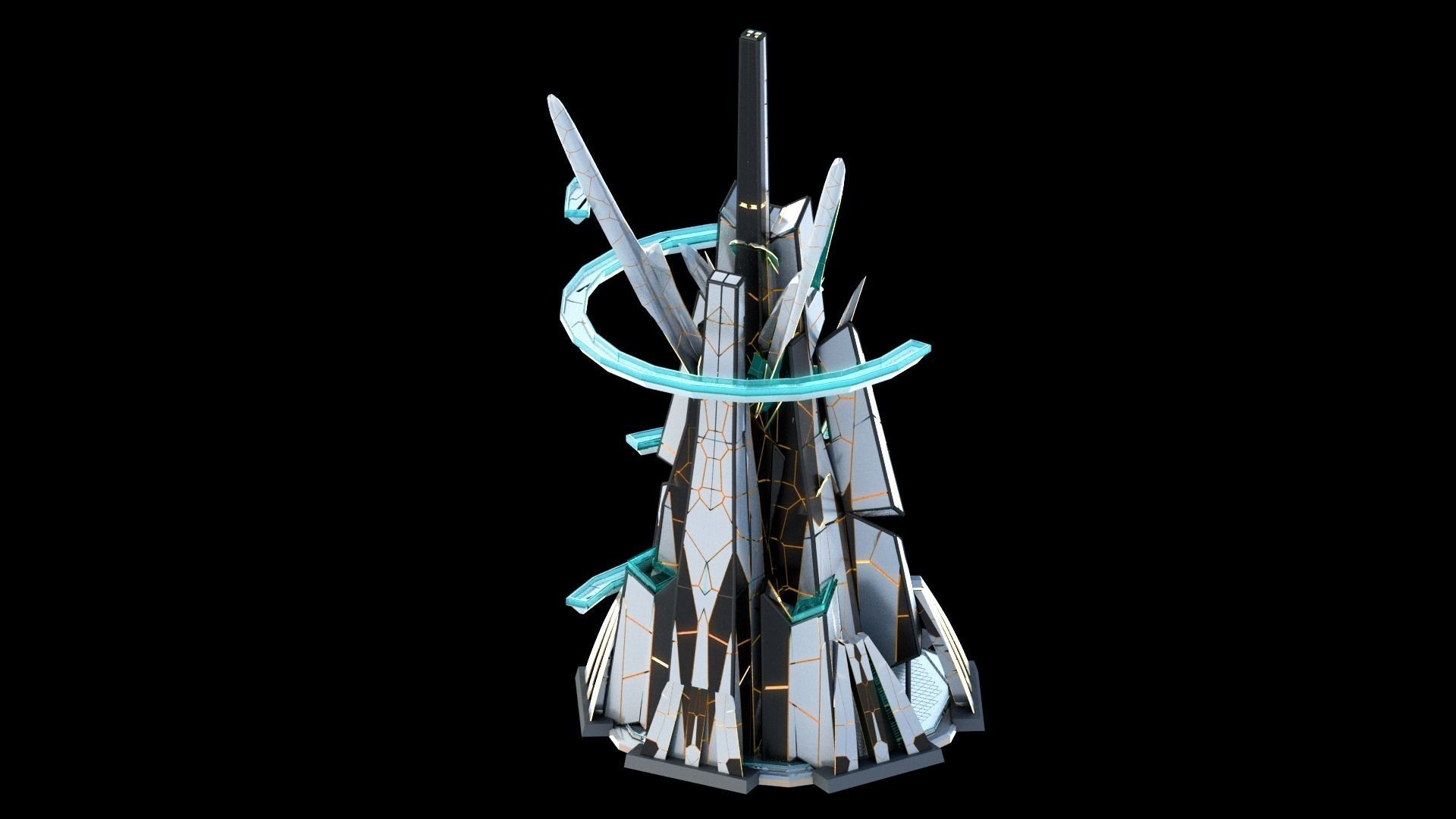 Sci-Fi Futuristic Future City Skyscraper Building 43 3D model_3