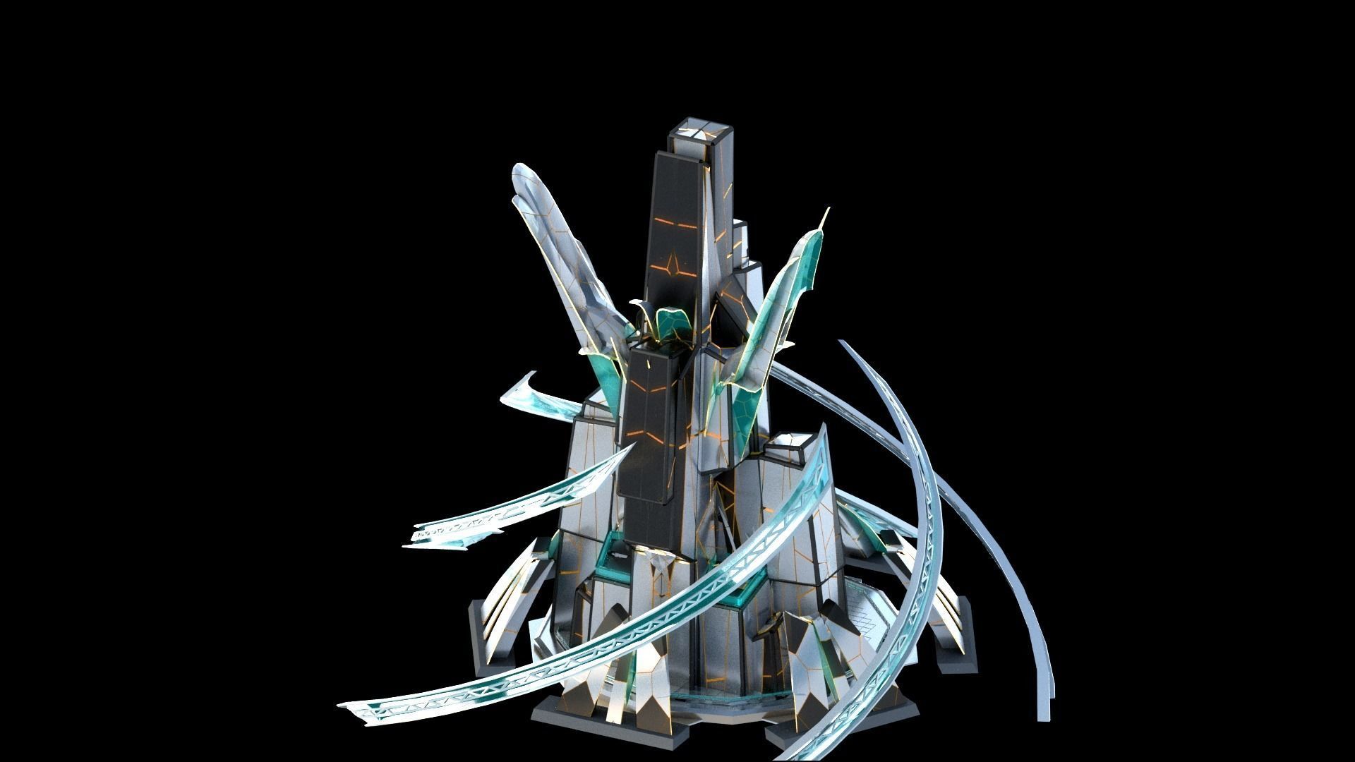 Sci-Fi Futuristic Future City Skyscraper Building 41 3D model_3