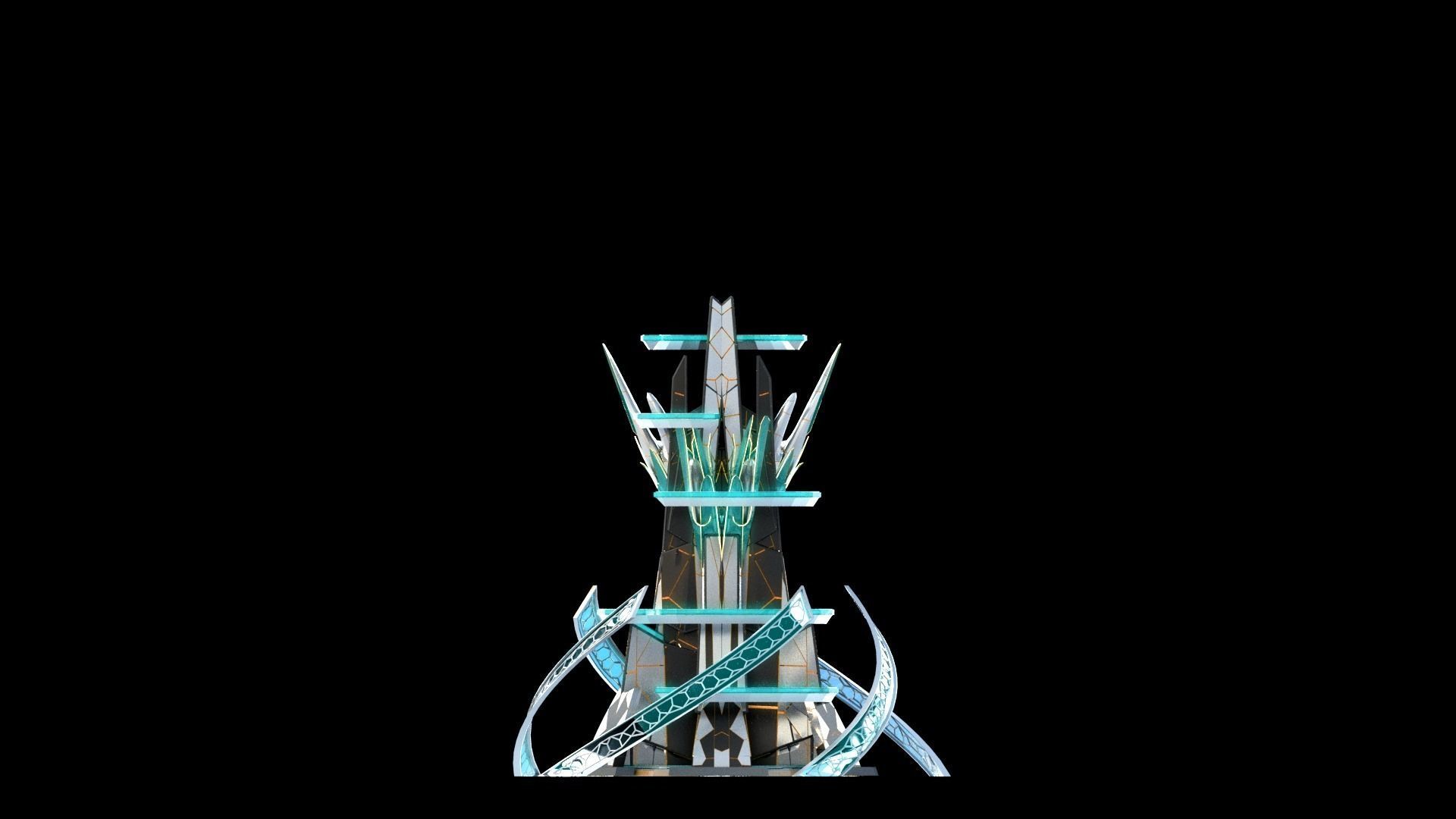 Sci-Fi Futuristic Future City Skyscraper Building 38 3D model_2