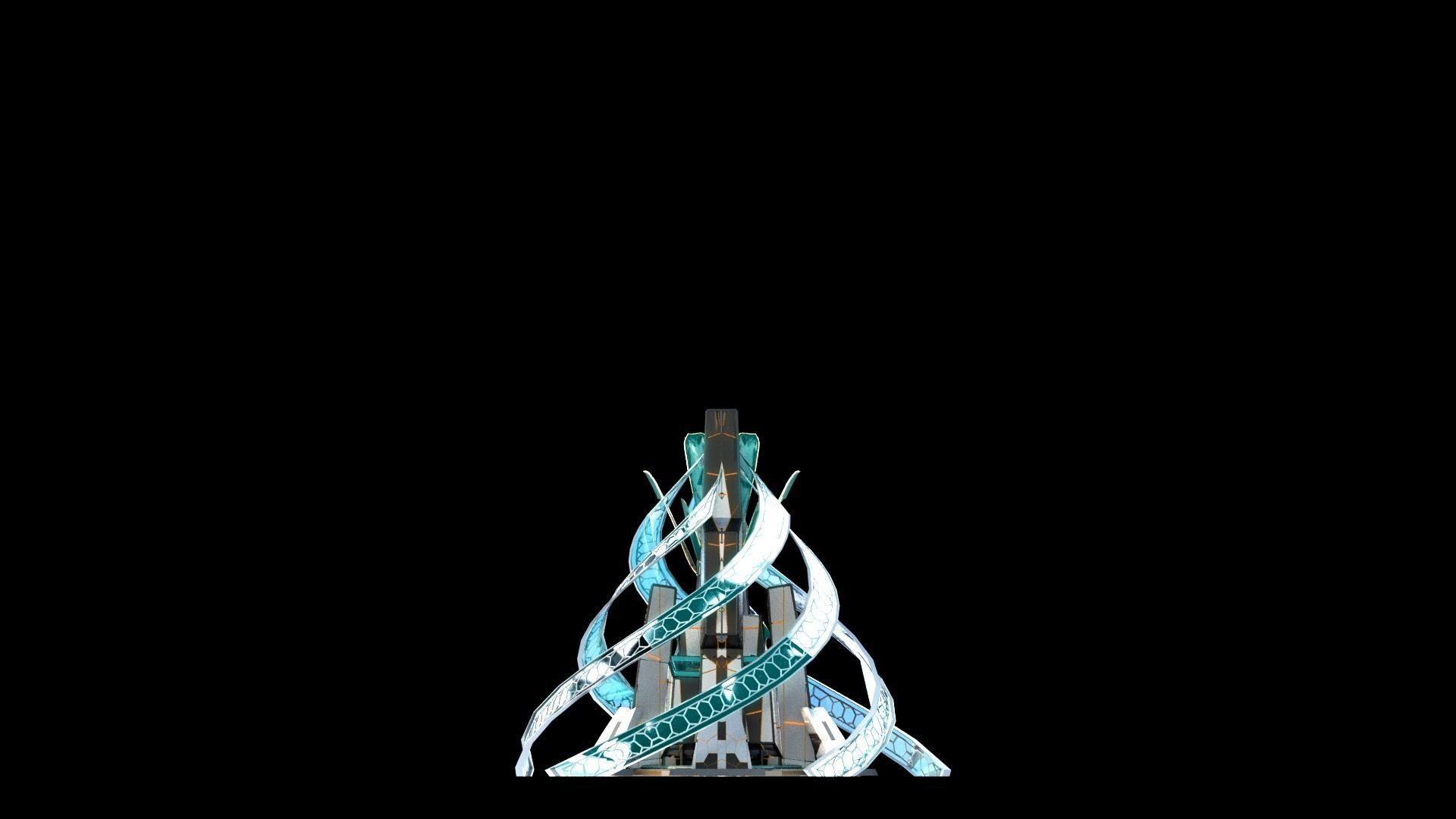 Sci-Fi Futuristic Future City Skyscraper Building 37 3D model_2