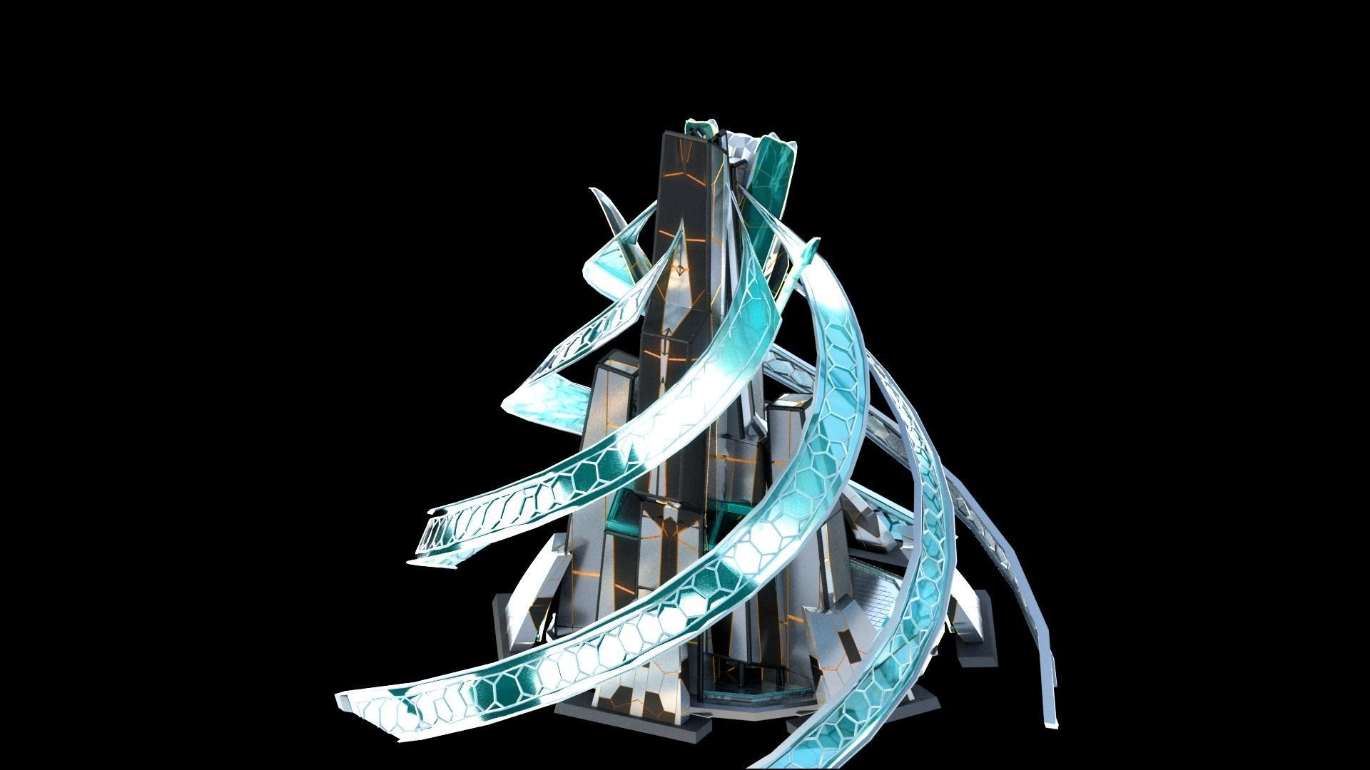 Sci-Fi Futuristic Future City Skyscraper Building 37 3D model_3