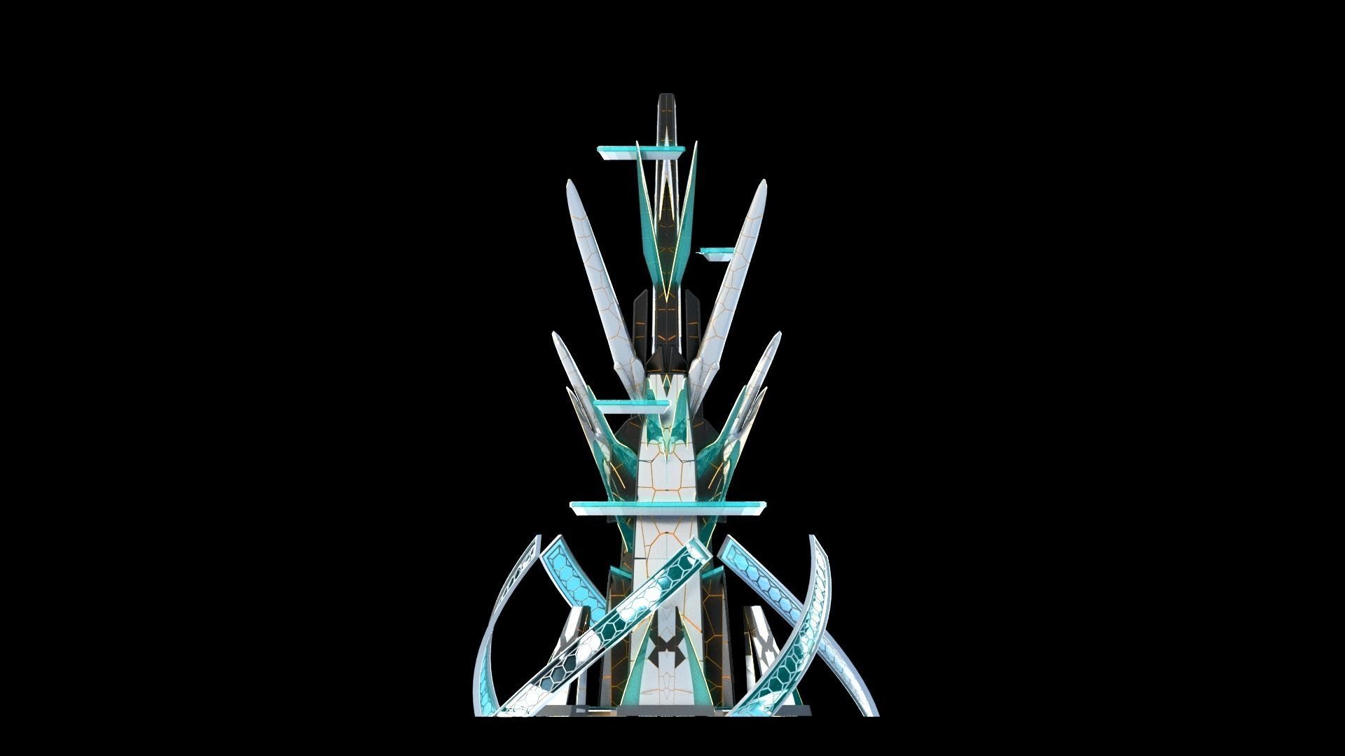 Sci-Fi Futuristic Future City Skyscraper Building 35 3D model_2