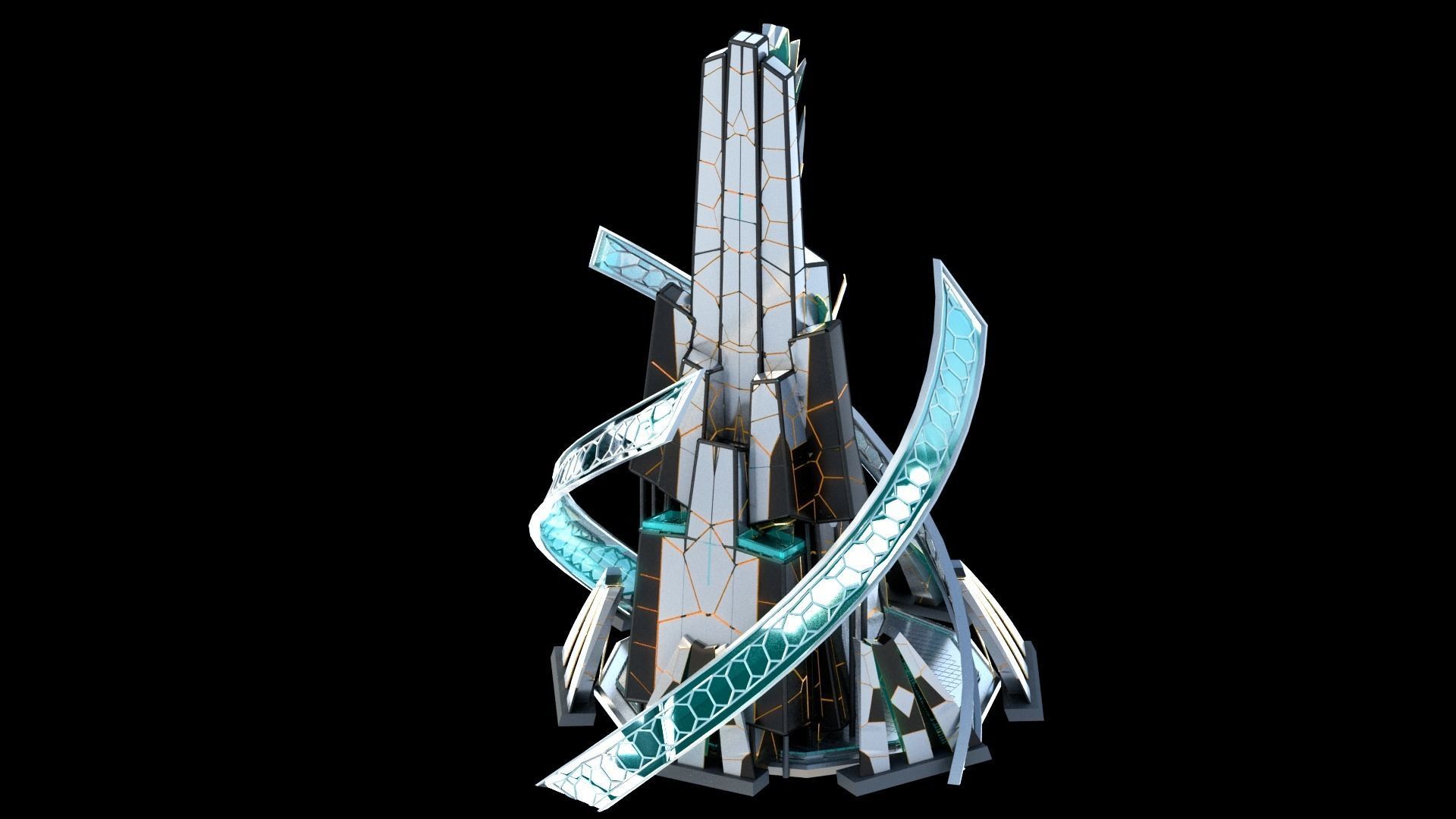 Sci-Fi Futuristic Future City Skyscraper Building 32 3D model_3