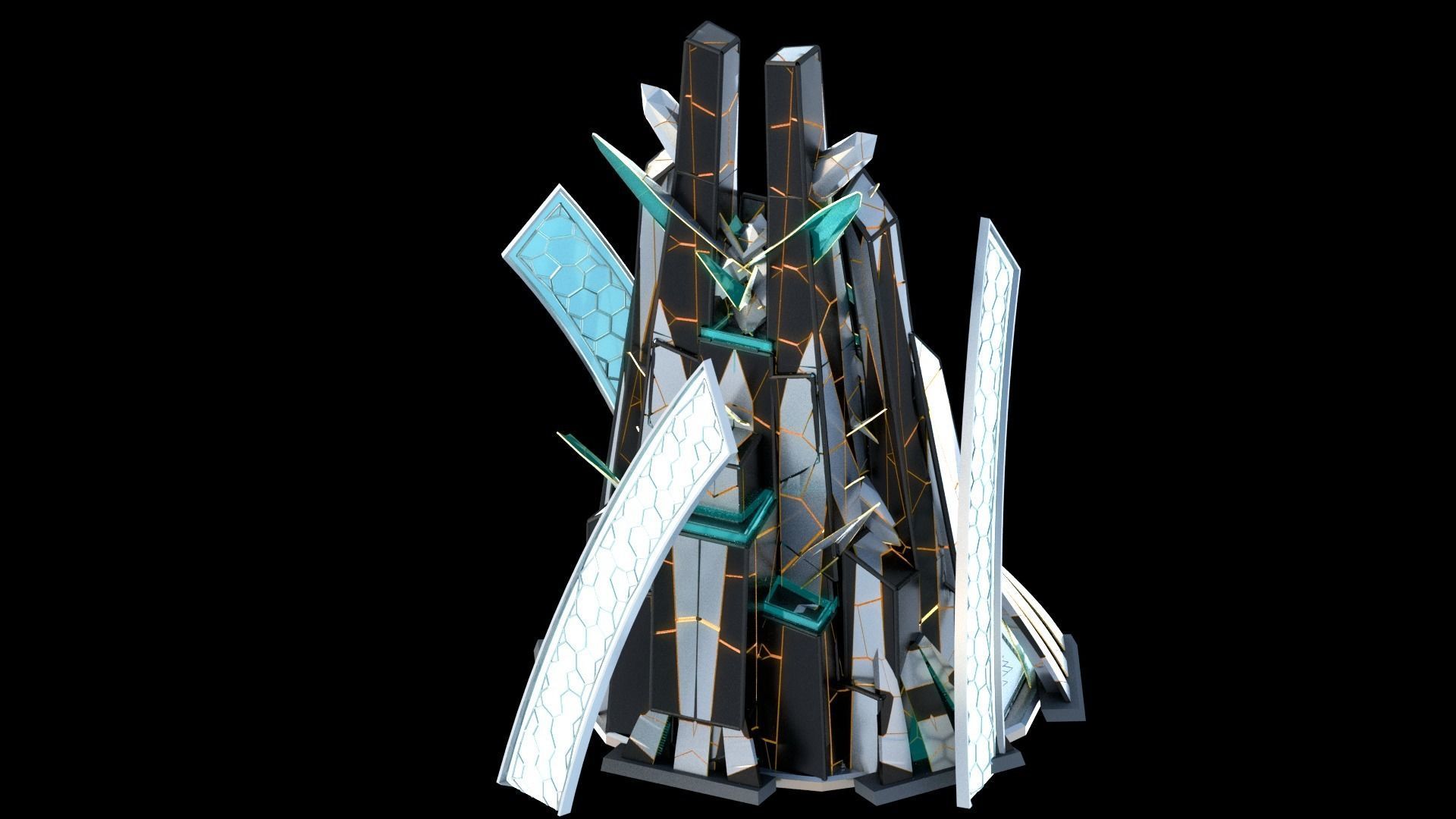 Sci-Fi Futuristic Future City Skyscraper Building 30 3D model_3