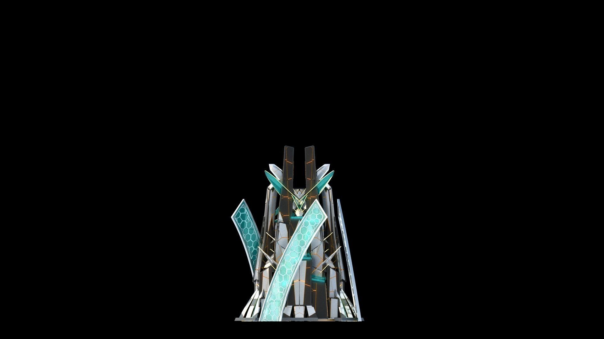 Sci-Fi Futuristic Future City Skyscraper Building 30 3D model_2