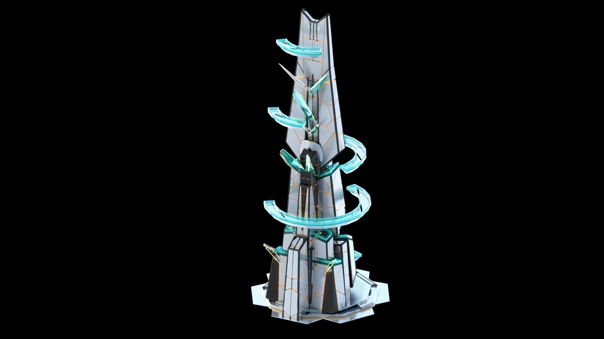 Sci-Fi Futuristic Future City Skyscraper Building 28 3D model_3