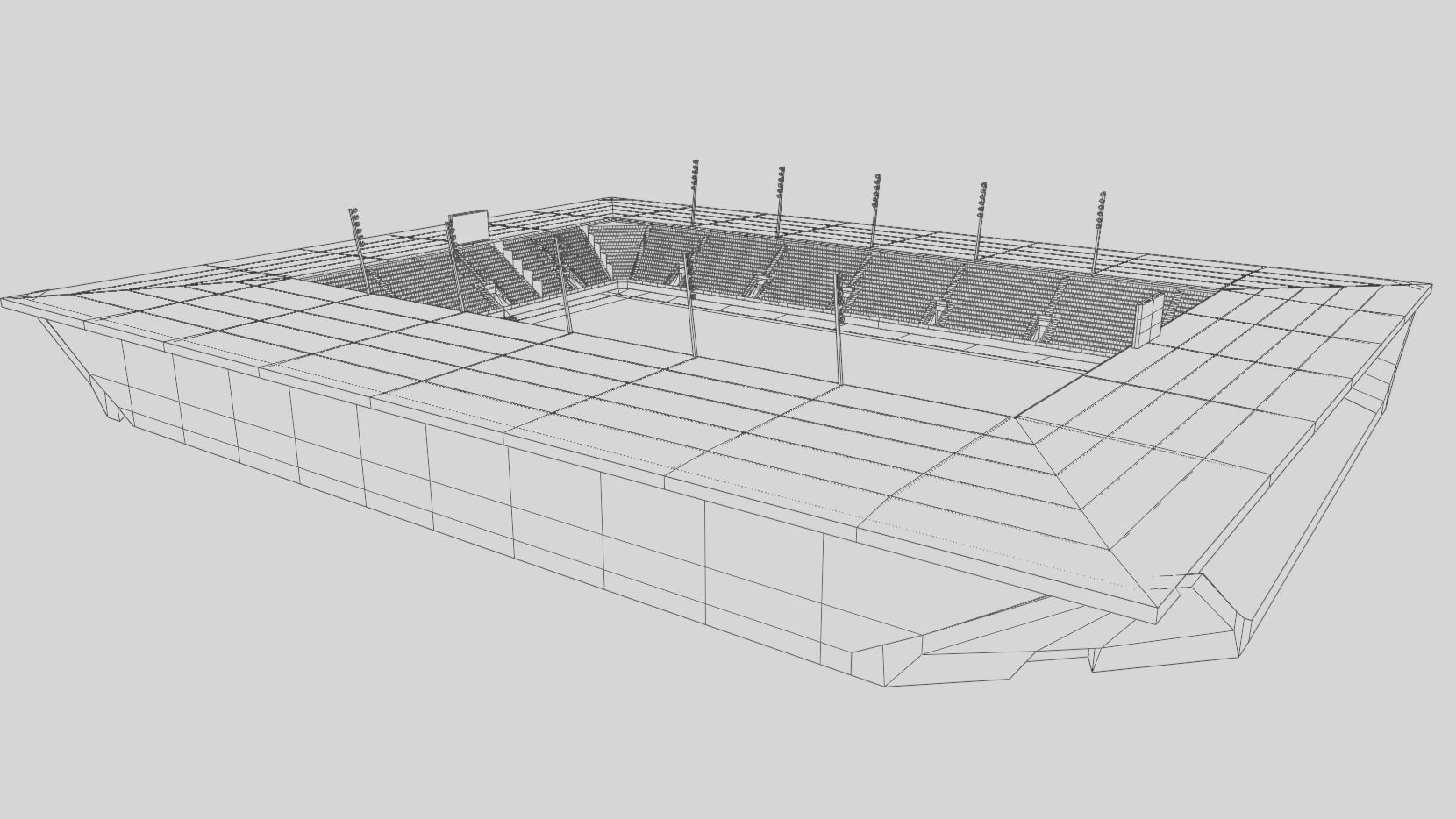 Stade de la Tuiliere Lausanne Switzerland Low-poly 3D model_7