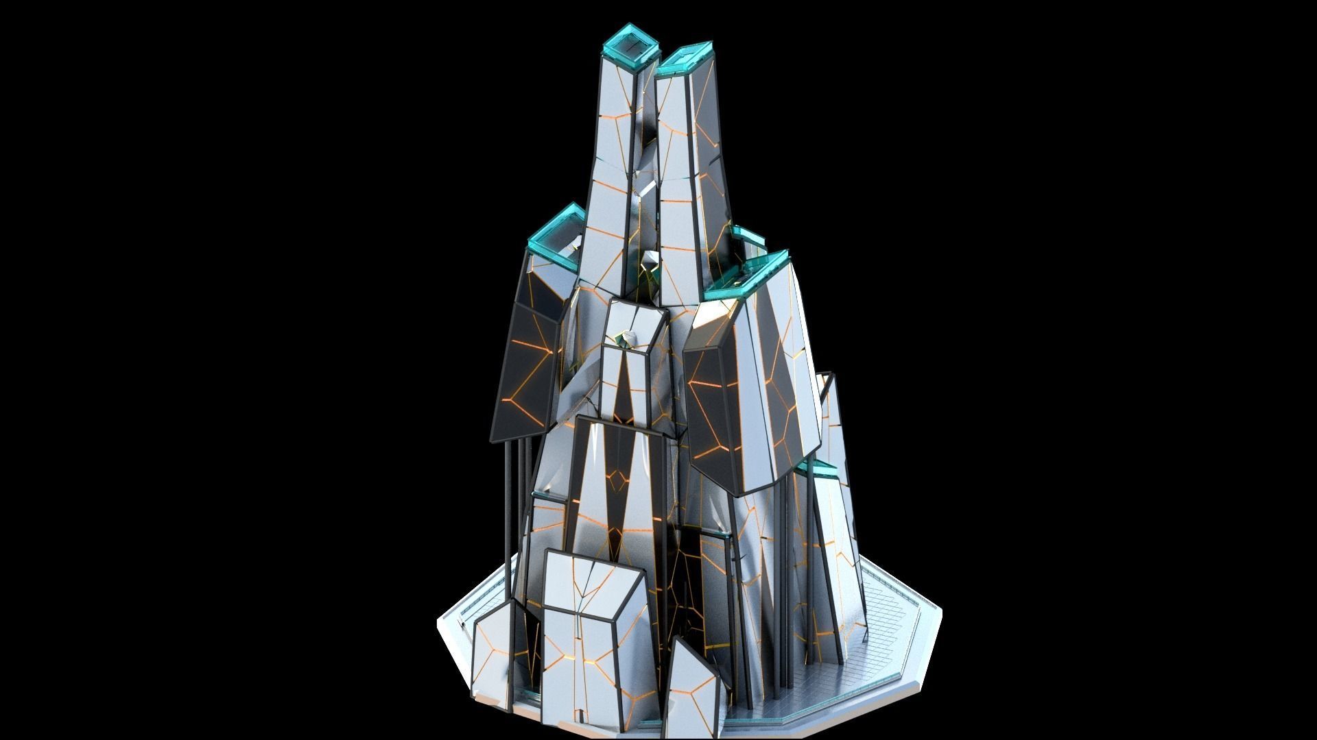 Sci-Fi Futuristic Future City Skyscraper Building 25 3D model_3