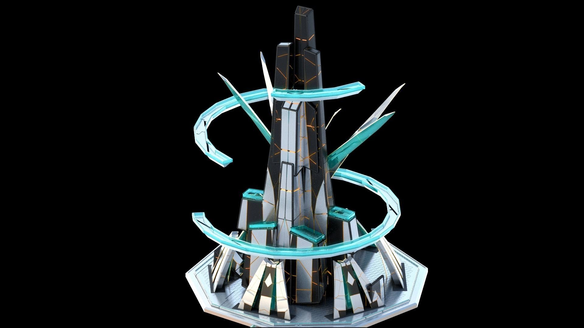 Sci-Fi Futuristic Future City Skyscraper Building 23 3D model_3