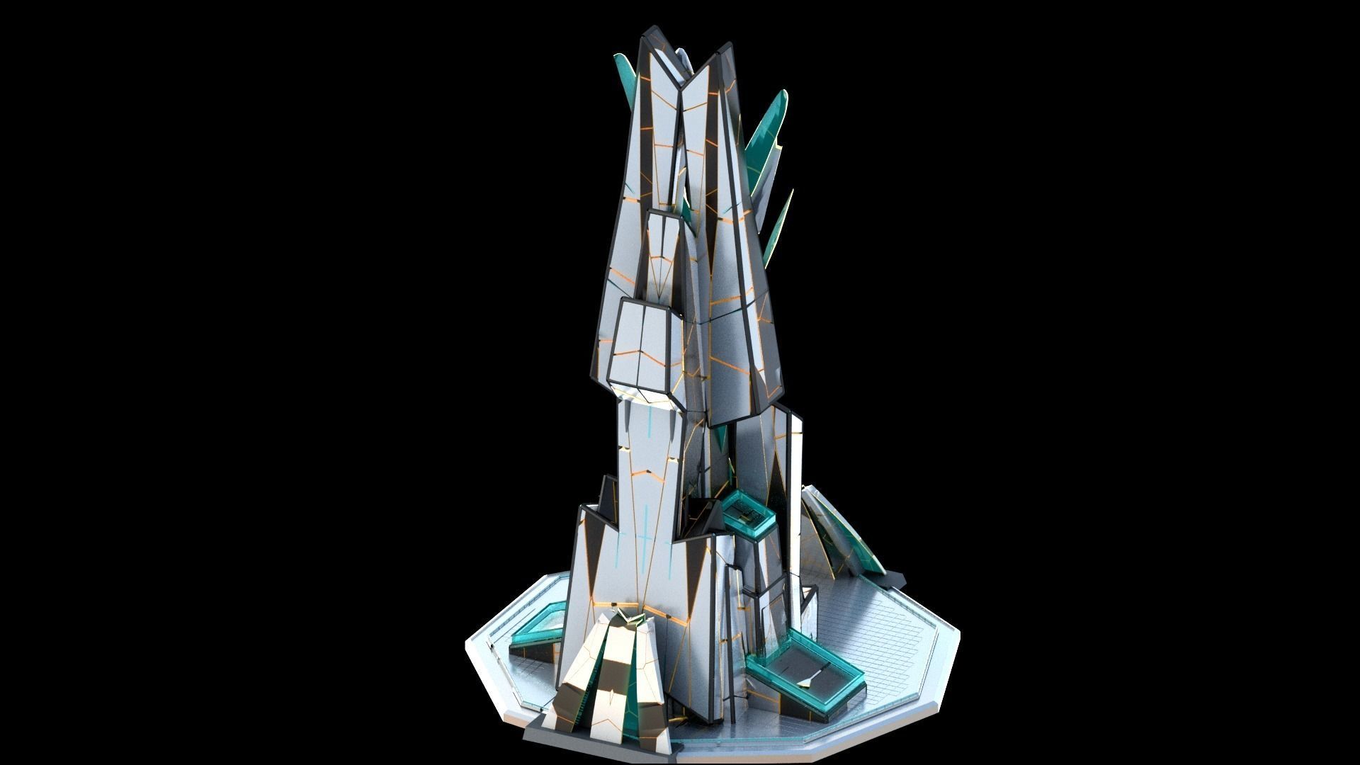 Sci-Fi Futuristic Future City Skyscraper Building 21 3D model_3