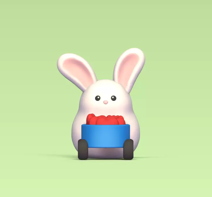 Bunny Heart Pushcart 3D print model