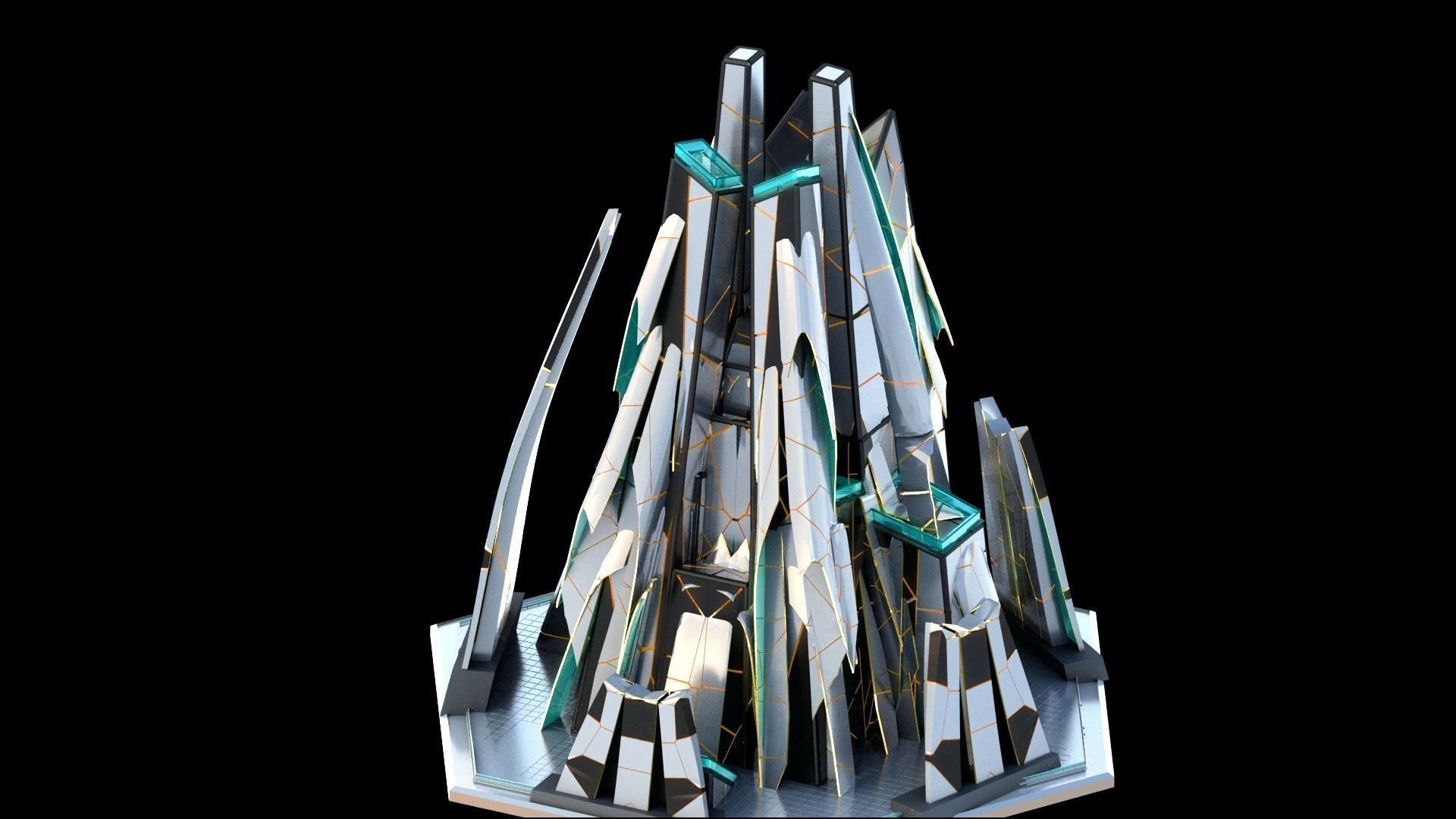 Sci-Fi Futuristic Future City Skyscraper Building 18 3D model_3