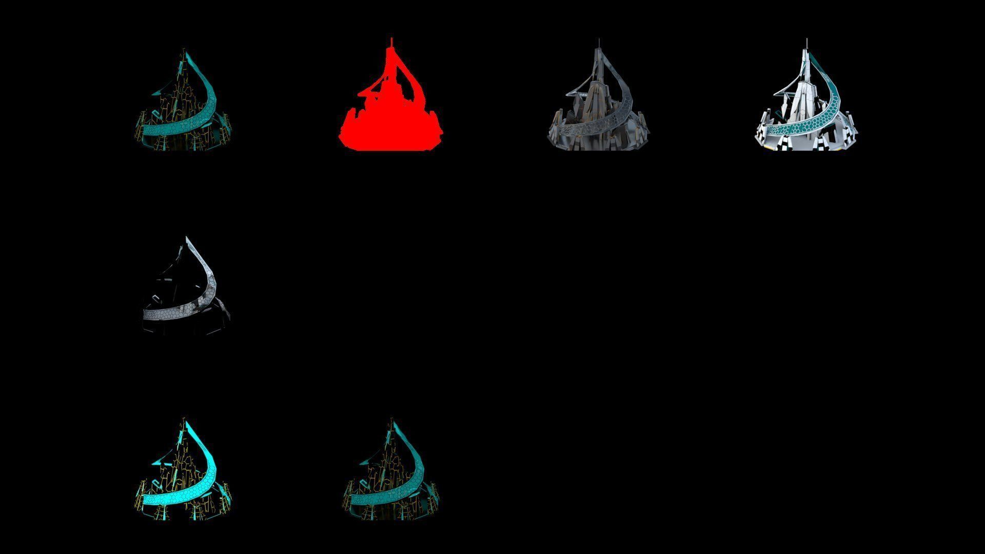 Sci-Fi Futuristic Future City Skyscraper Building 16 3D model_4