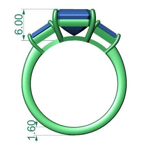 Emerald Ring 3D print model_2
