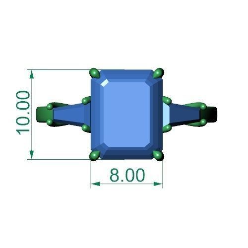 Emerald Ring 3D print model_1