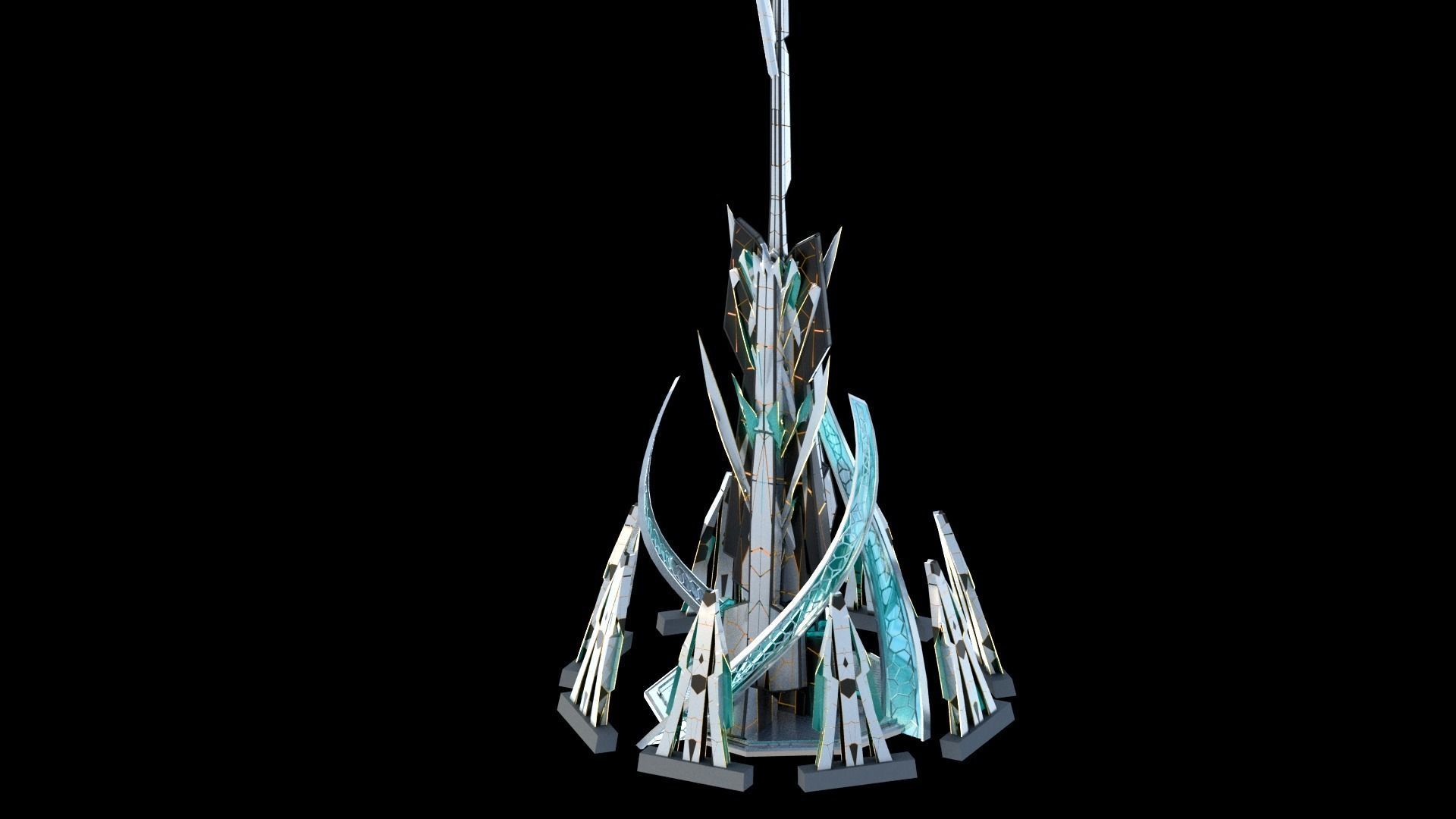 Sci-Fi Futuristic Future City Skyscraper Building 14 3D model_1