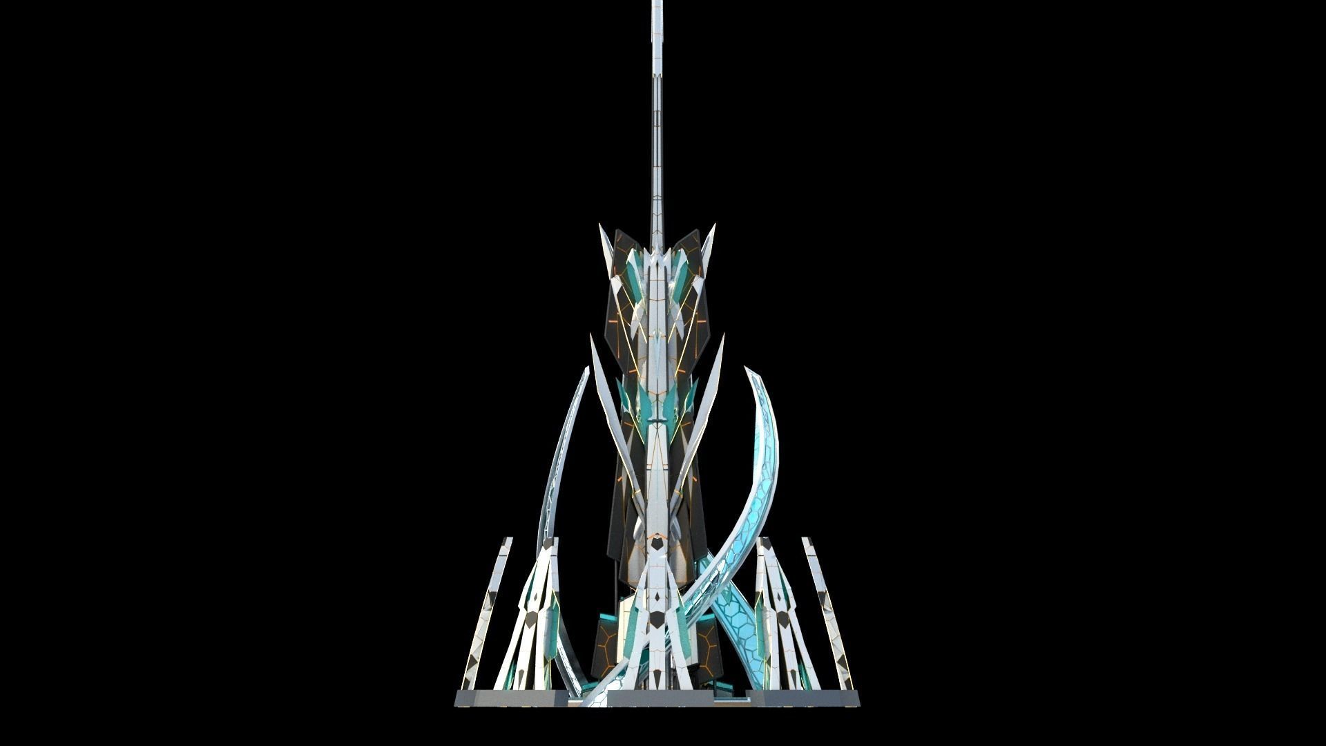 Sci-Fi Futuristic Future City Skyscraper Building 14 3D model_2