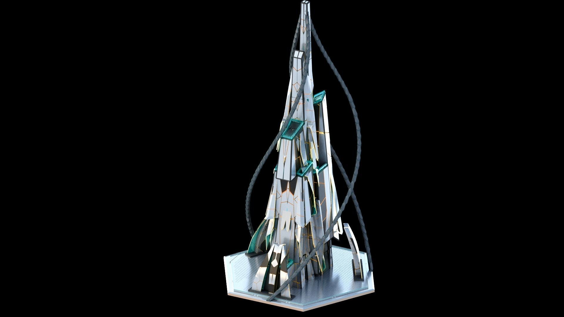 Sci-Fi Futuristic Future City Skyscraper Building 11 3D model_3