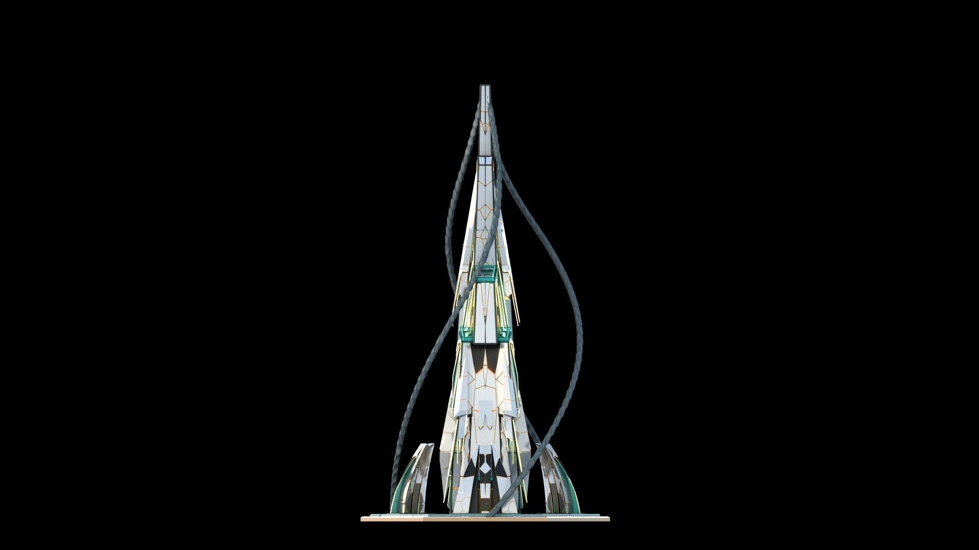 Sci-Fi Futuristic Future City Skyscraper Building 11 3D model_2