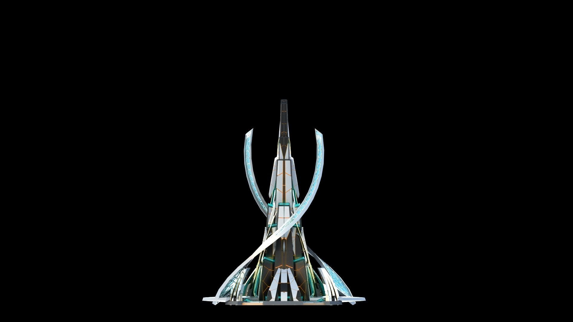 Sci-Fi Futuristic Future City Skyscraper Building 8 3D model_2
