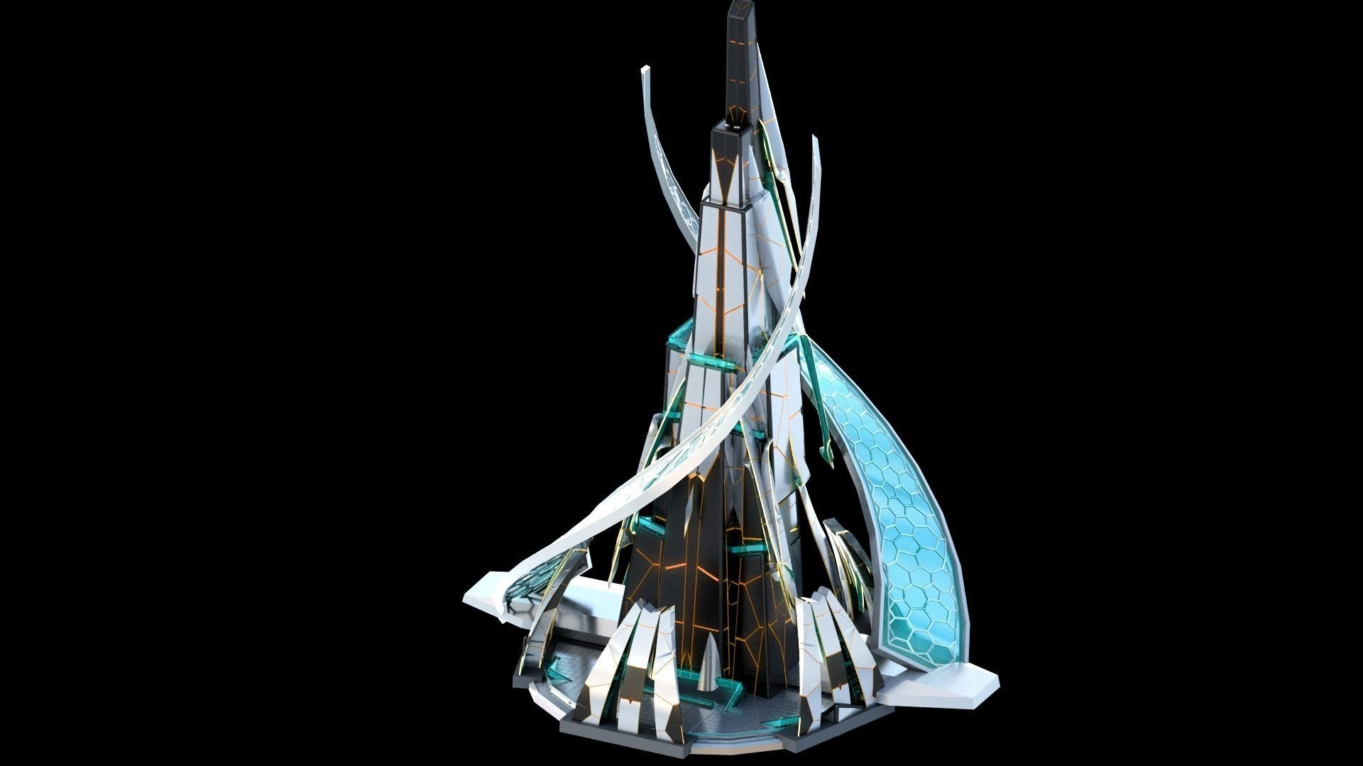Sci-Fi Futuristic Future City Skyscraper Building 8 3D model_3