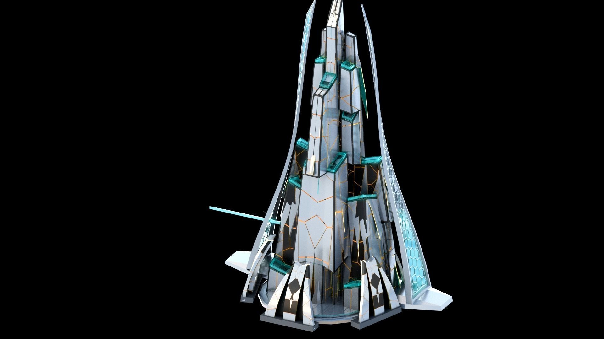 Sci-Fi Futuristic Future City Skyscraper Building 7 3D model_3